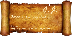 Gacsári Jusztin névjegykártya